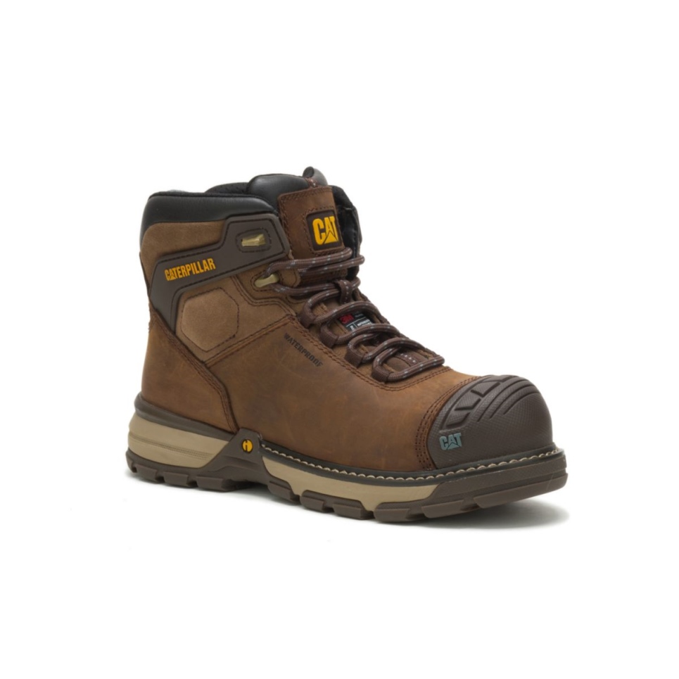 Dark Brown Women's Excavator Superlite Carbon Composite Toe Work Boot Cat Footwear - Image 4