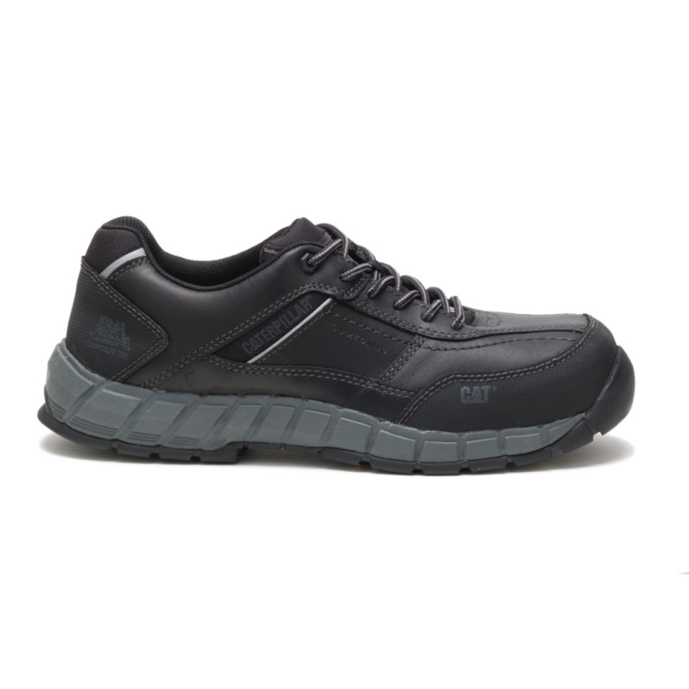 Black Men's Streamline Leather Composite Toe Work Shoe Cat Footwear - Image 1