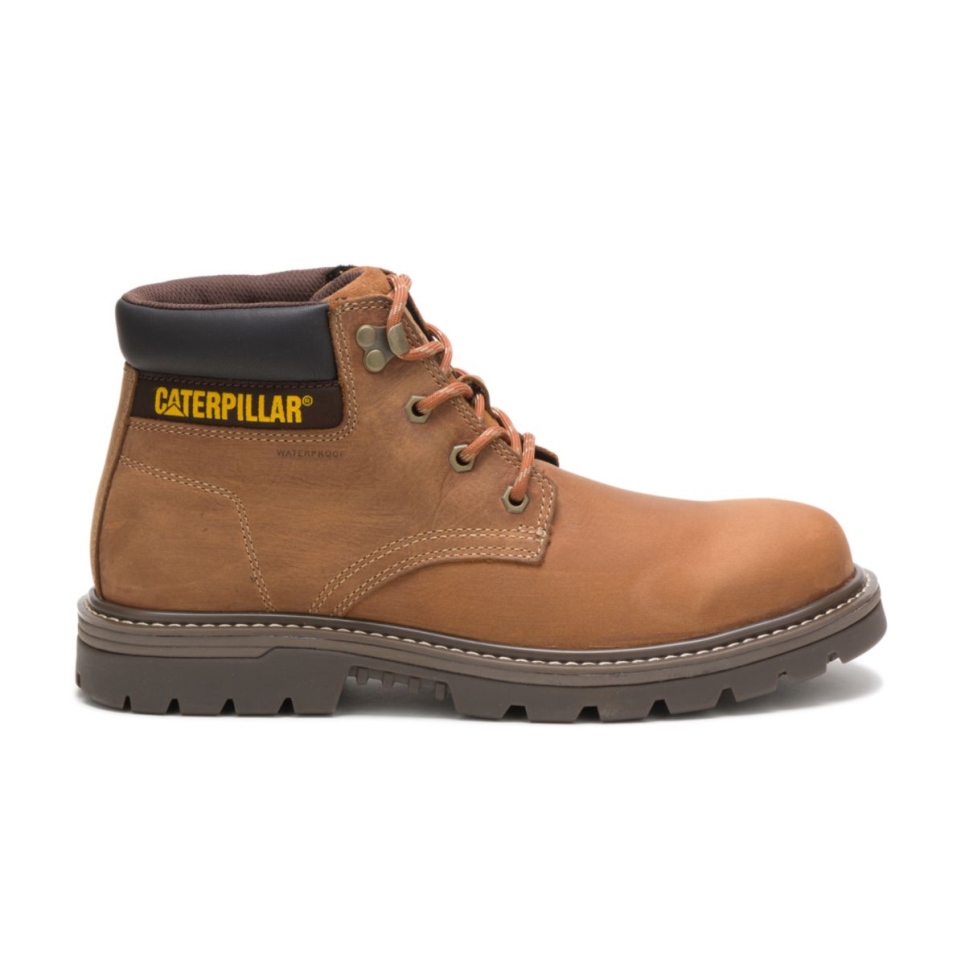 brown_mens_outbase_waterproof_work_boot_cat_footwear.jpg Brown Men's Outbase Waterproof Work Boot Cat Footwear - Image 1