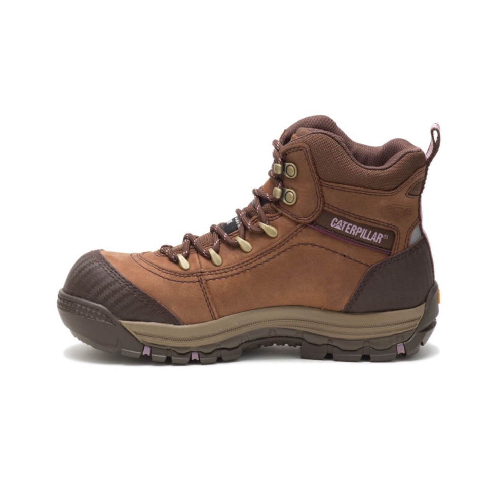 Brown Women's Ally Waterproof Composite Toe Work Boot Cat Footwear - Image 4