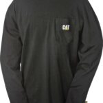 Cat Footwear Black Men's Trademark Pocket Long Sleeve Tee