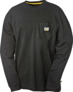 Cat Footwear Black Men's Trademark Pocket Long Sleeve Tee
