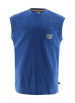 Cat Footwear Bright Blue Men's Trademark Sleeveless Pocket Tee - Image 2