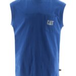 Cat Footwear Bright Blue Men's Trademark Sleeveless Pocket Tee