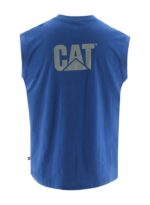 Cat Footwear Bright Blue Men's Trademark Sleeveless Pocket Tee - Image 3