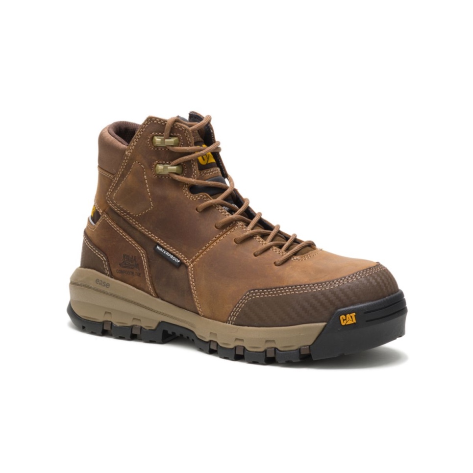 Cat Footwear Dark Beige Men's Device Waterproof Composite Toe Work Boot - Image 3