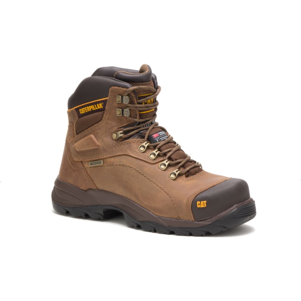 Cat Footwear Men's Diagnostic Hi Waterproof Thinsulate Steel Toe Work Boot Dark Beige - Image 3