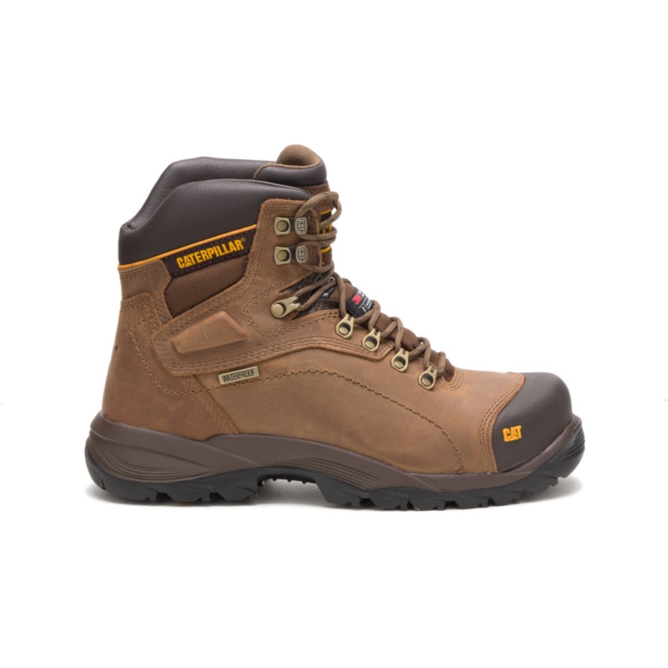Cat Footwear Men's Diagnostic Hi Waterproof Thinsulate Steel Toe Work Boot Dark Beige - Image 1