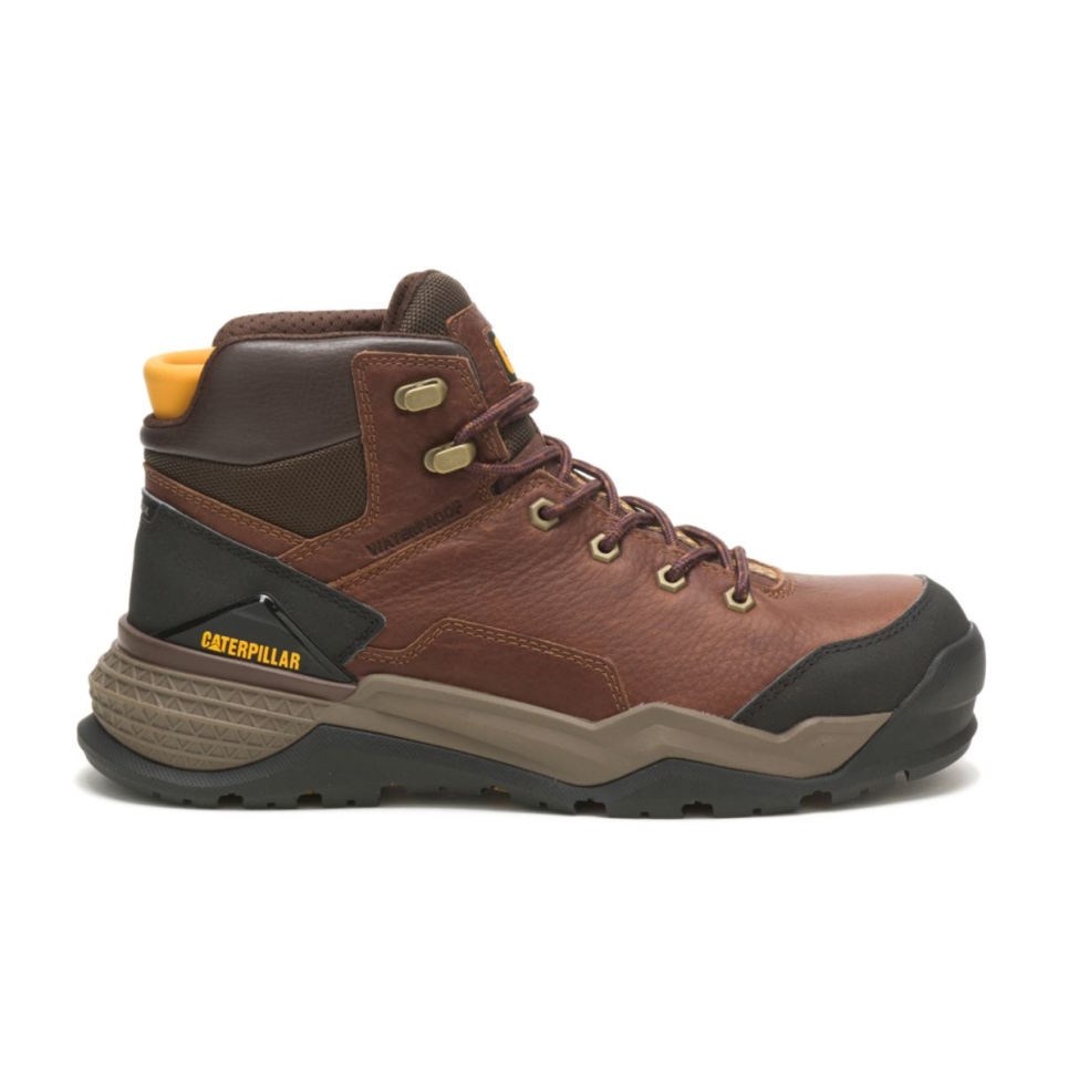 Cat Footwear Men's Provoke Mid Waterproof Alloy Toe Work Boot Oak - Image 1