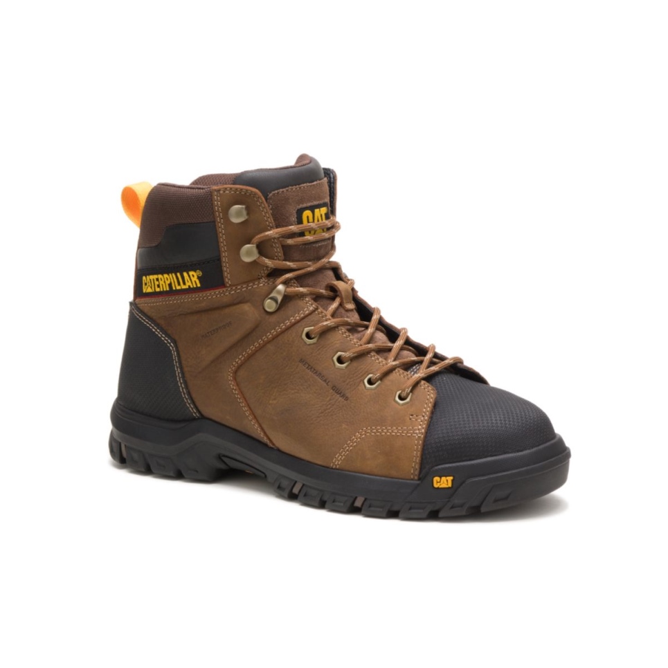 Cat Footwear Men's Wellspring Waterproof Metatarsal Guard Steel Toe Work Boot Real Brown - Image 3