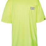 Cat Footwear Mens Yellow Men's Hi-Vis Trademark Pocket Tee