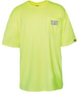 Cat Footwear Mens Yellow Men's Hi-Vis Trademark Pocket Tee