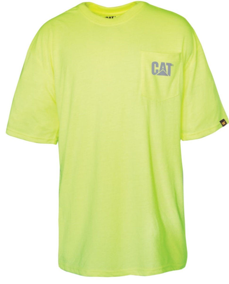 cat_footwear_mens_yellow_mens_hi_vis_trademark_pocket_tee.jpg Cat Footwear Mens Yellow Men's Hi-Vis Trademark Pocket Tee - Image 1