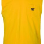 Cat Footwear Yellow Men's Trademark Sleeveless Pocket Tee