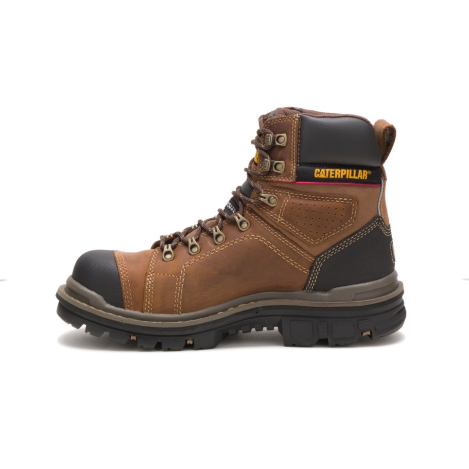 Dark Beige Men's Hauler 6' Waterproof Composite Toe Work Boot Cat Footwear - Image 5