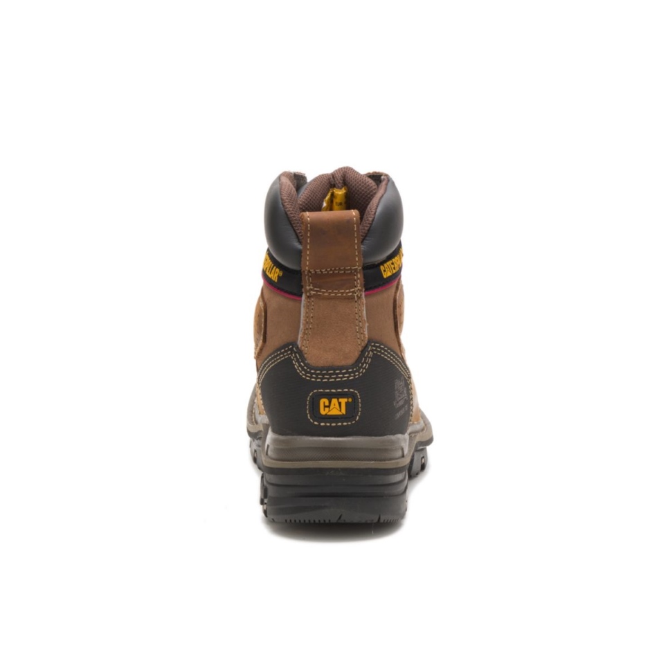 Dark Beige Men's Hauler 6' Waterproof Composite Toe Work Boot Cat Footwear - Image 6