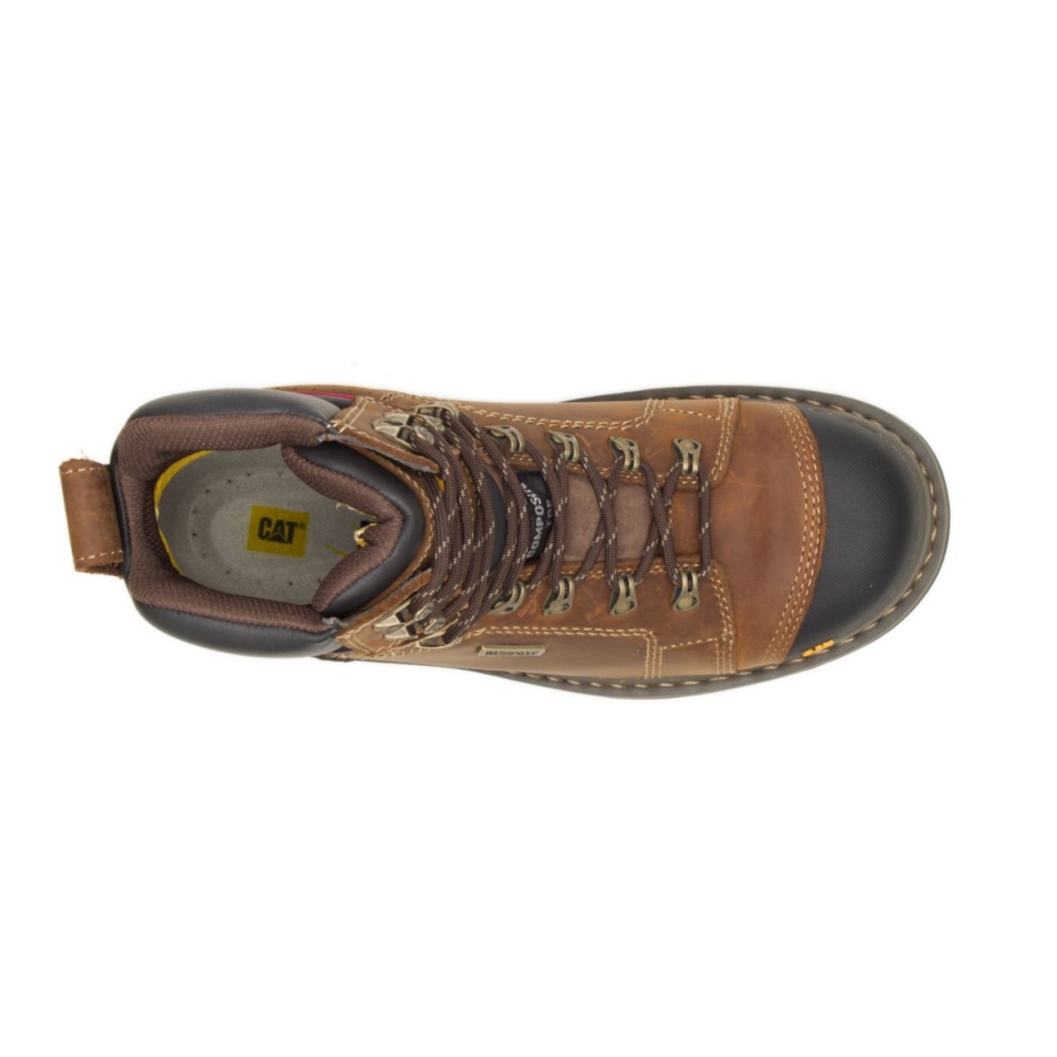 Dark Beige Men's Hauler 6' Waterproof Composite Toe Work Boot Cat Footwear - Image 7