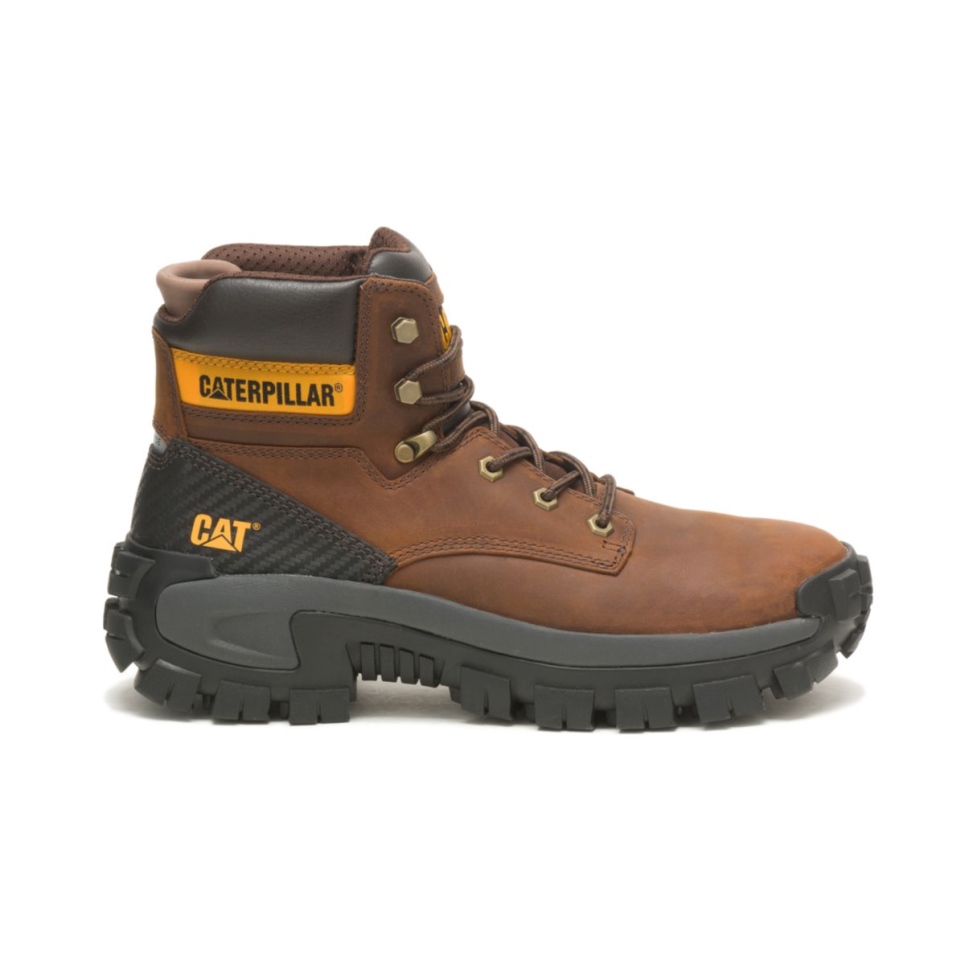Dark Brown Men's Invader Hi Steel Toe Work Boot Cat Footwear - Image 2