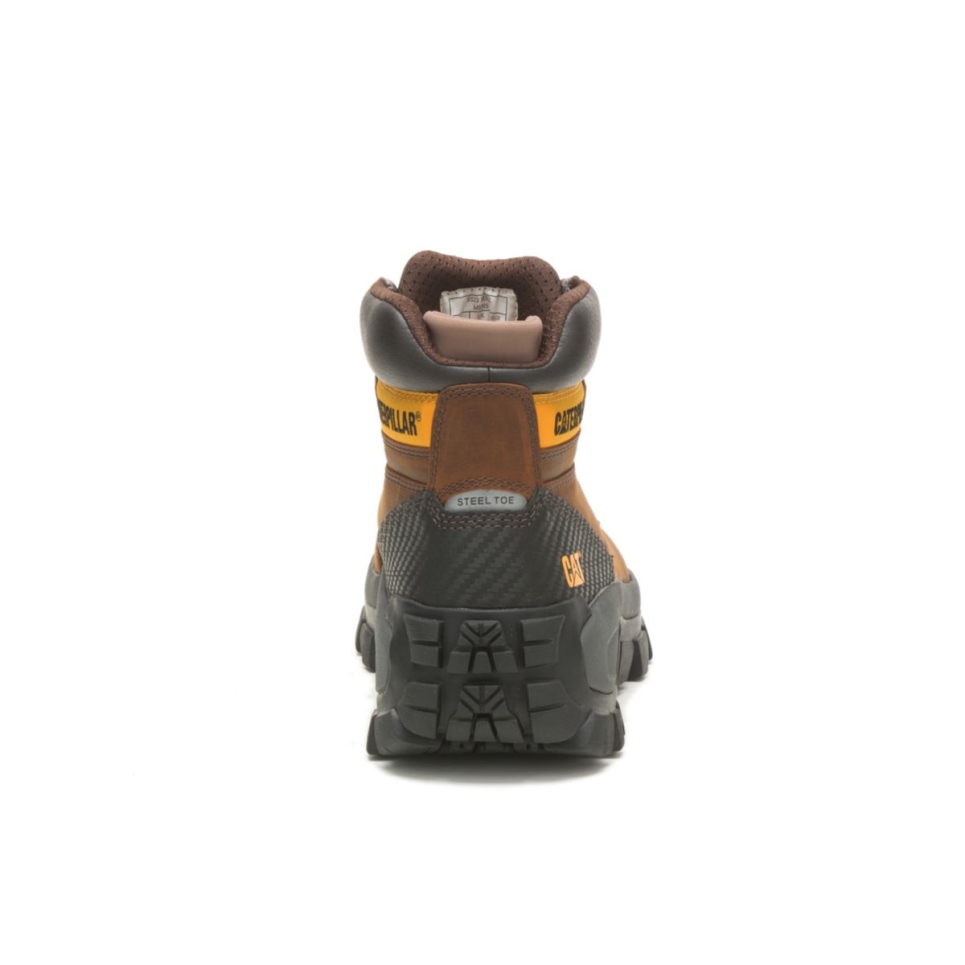 Dark Brown Men's Invader Hi Steel Toe Work Boot Cat Footwear - Image 5