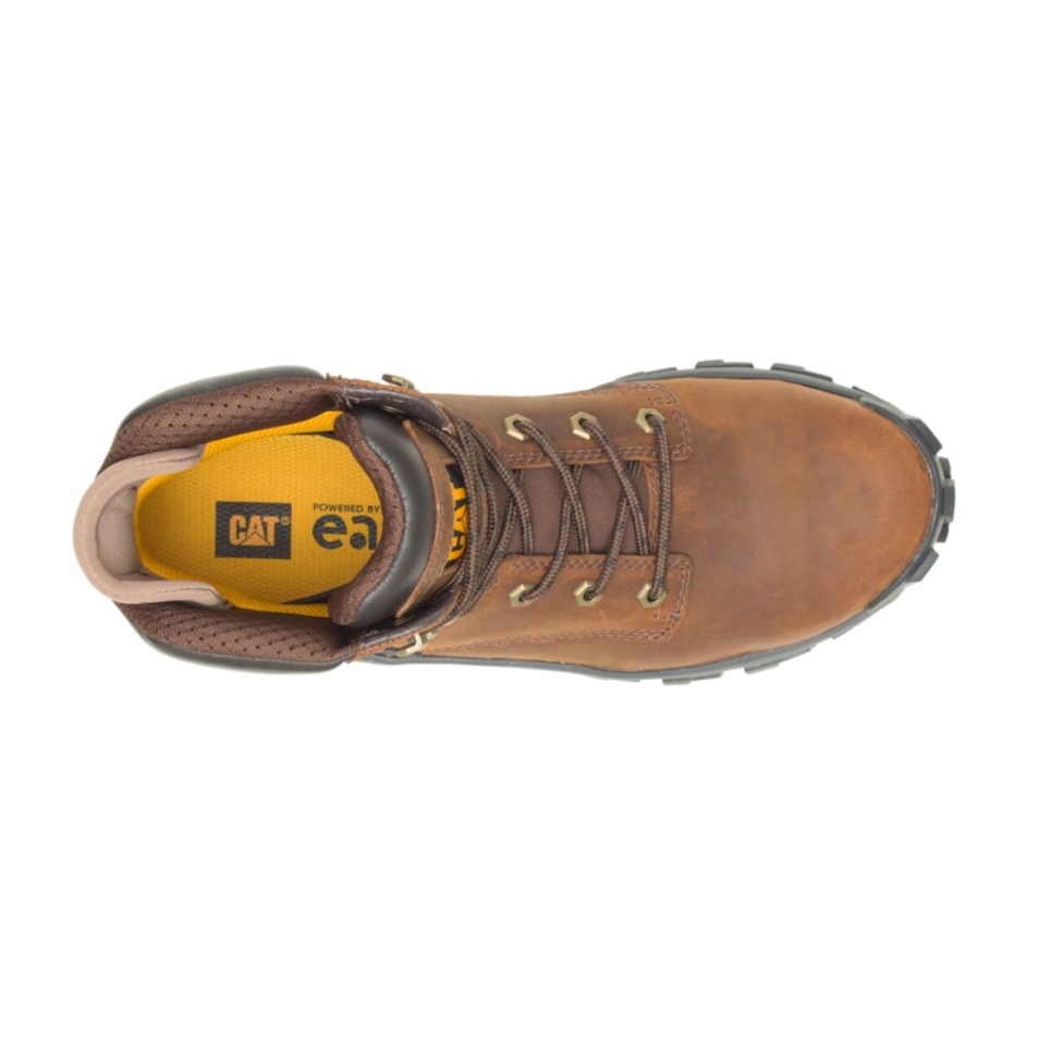 Dark Brown Men's Invader Hi Steel Toe Work Boot Cat Footwear - Image 7