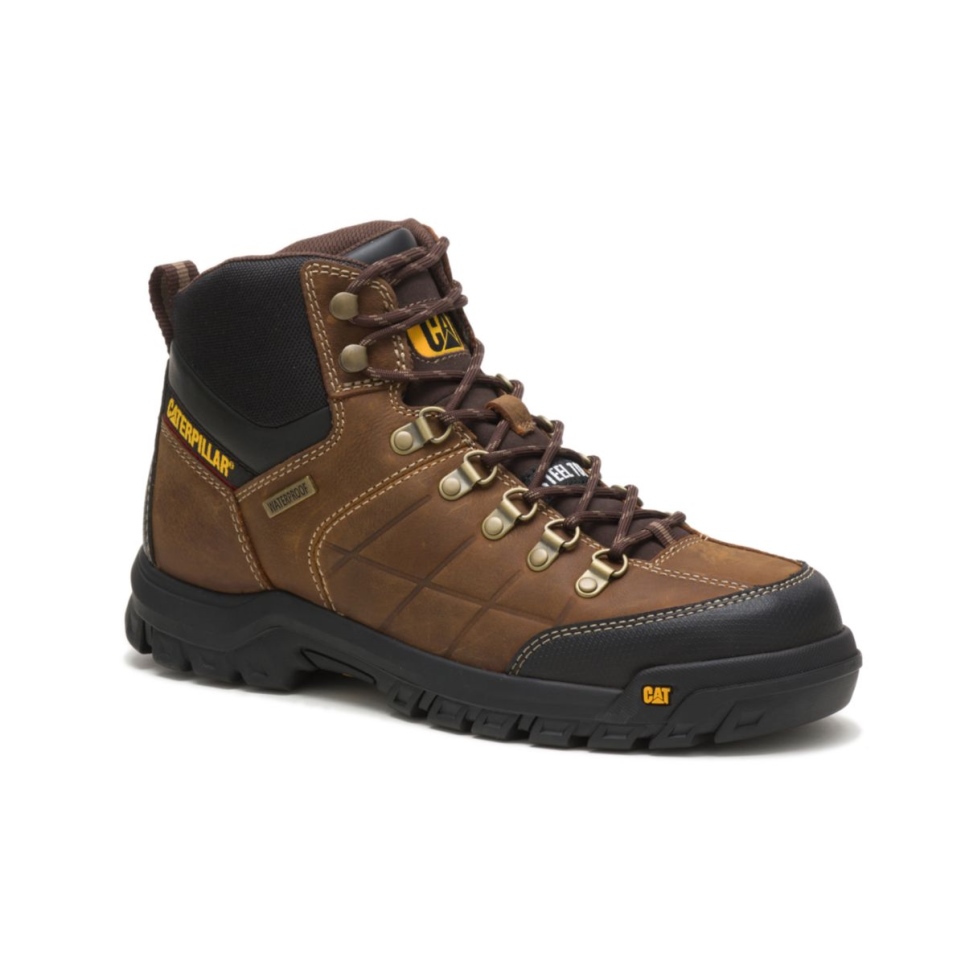Real Brown Men's Threshold Waterproof Steel Toe Work Boot Cat Footwear - Image 4