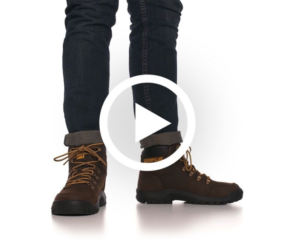 Seal Brown Men's Outline Steel Toe Work Boot Cat Footwear - Image 3