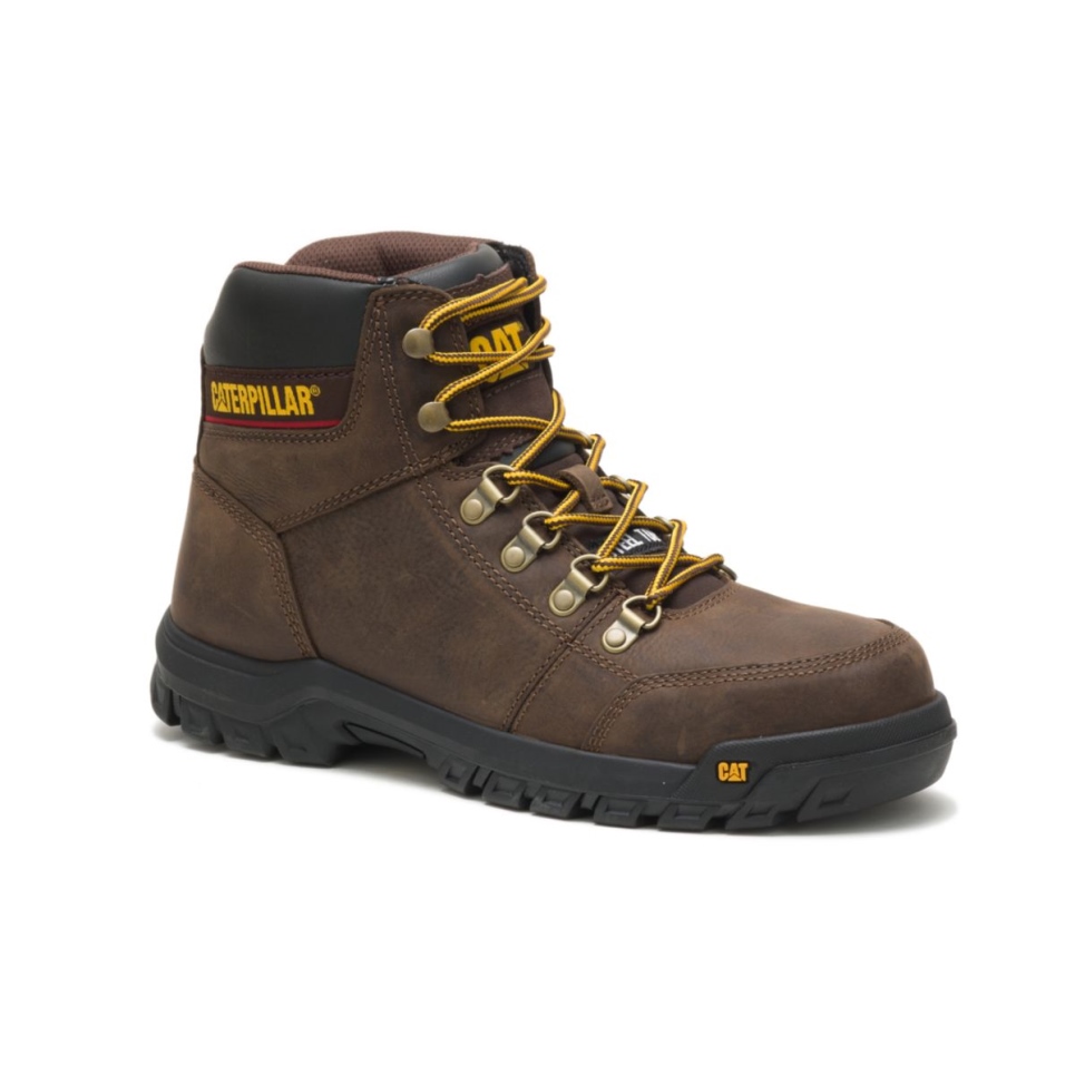 Seal Brown Men's Outline Steel Toe Work Boot Cat Footwear - Image 4