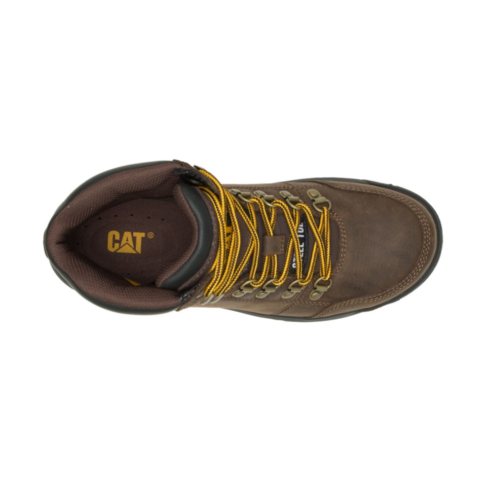 Seal Brown Men's Outline Steel Toe Work Boot Cat Footwear - Image 8